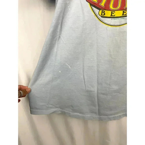VTG Brewed In Honolulu Lager HULA BEER Blue T-Shirt Men's XL Single Stitch READ - Picture 8 of 9
